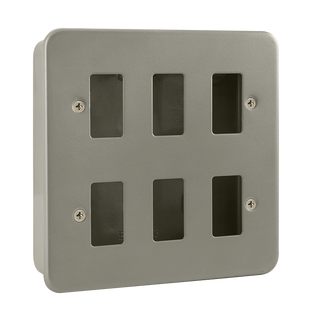 Click Metal Clad 6 Gang GridPro Frontplate with Back Box no Knockouts (CL20506B)