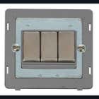 Click Scolmore Definity Grey & Stainless Steel 10AX 3G 2 Way Ingot Switch Insert