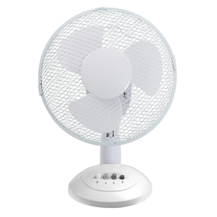 Airmaster TF12N 12 inch Oscillating & Tiltable 3 Speed White Desk Fan with easy clean safety grille