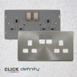 Click Definity Brushed Steel Inserts & Cover Plates