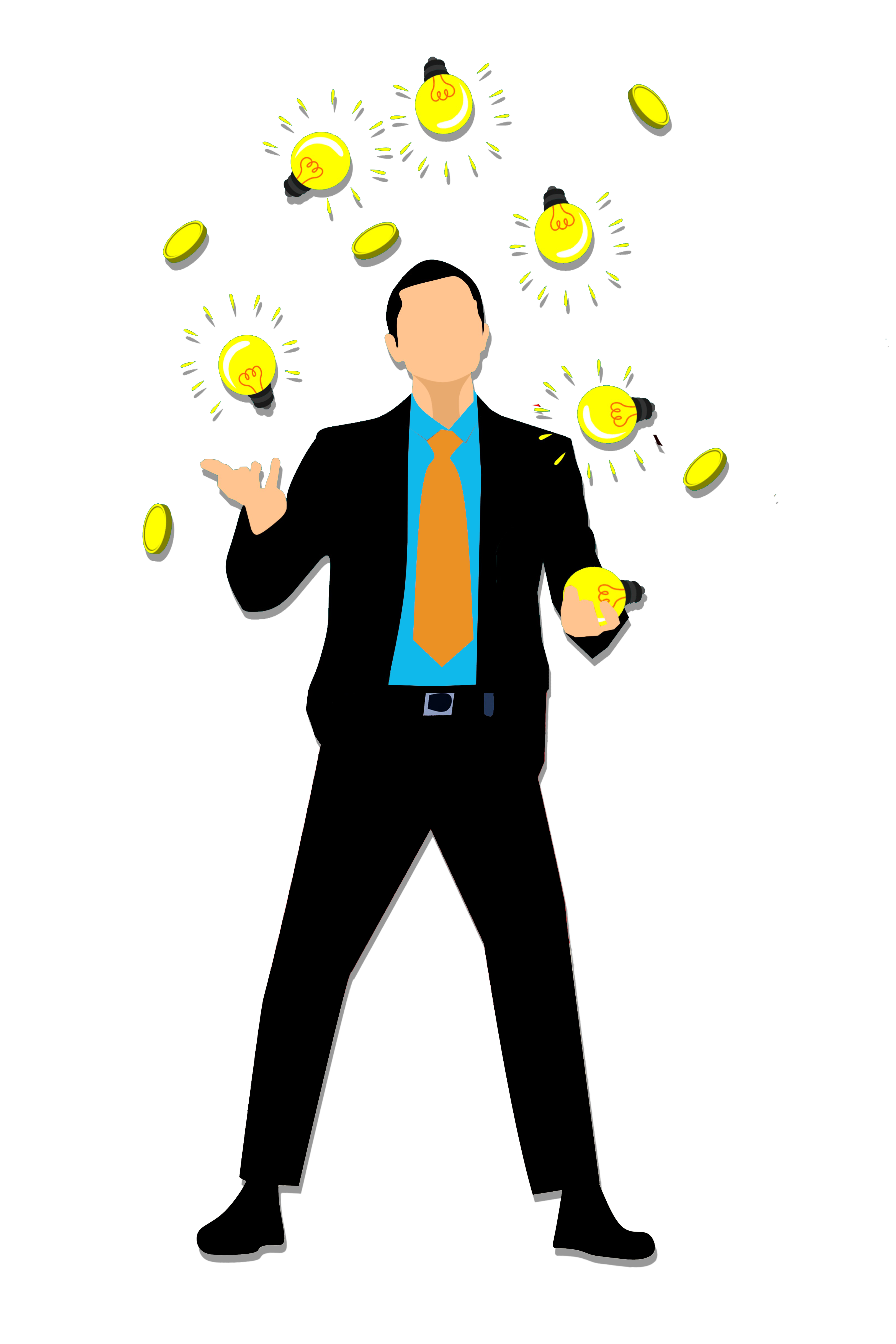 man with lightbulbs
